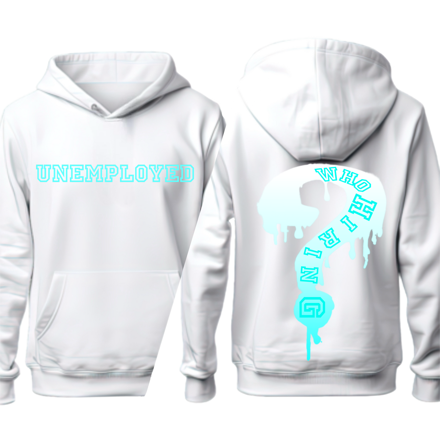 Frozen Blue Icy White UNEMPLOYED Hoodie by KellsVisuals