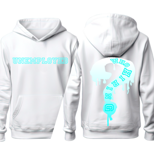 Frozen Blue Icy White UNEMPLOYED Hoodie by KellsVisuals