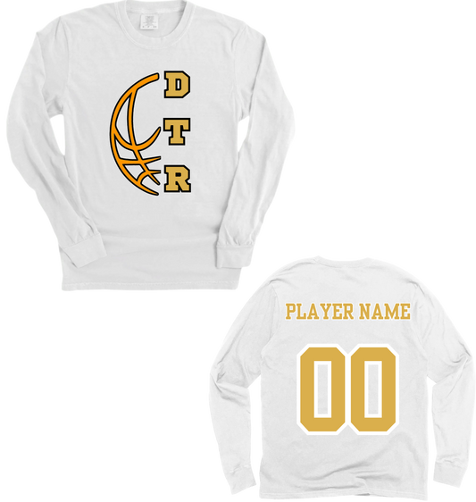 White DTR Basketball Long Sleeve Shirt