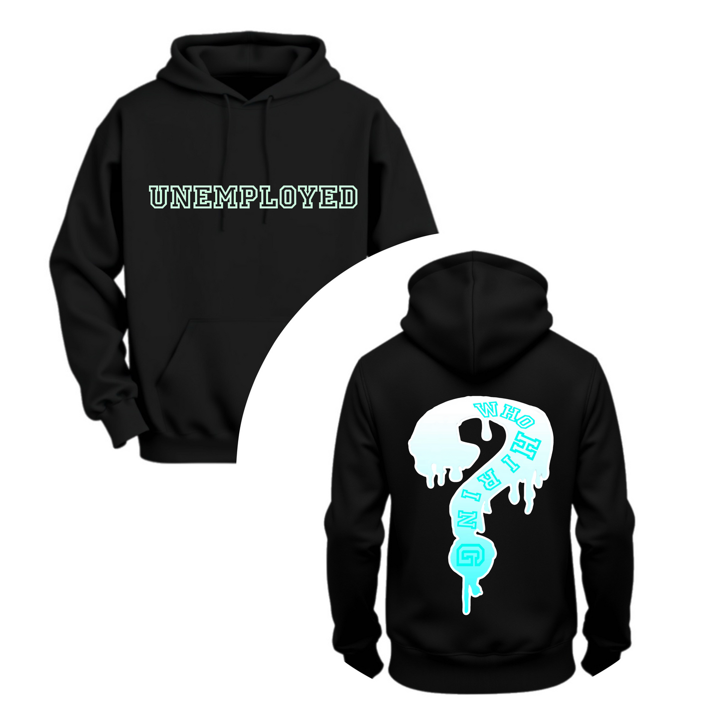 Frozen Blue Midnight Black UNEMPLOYED Hoodie by KellsVisuals