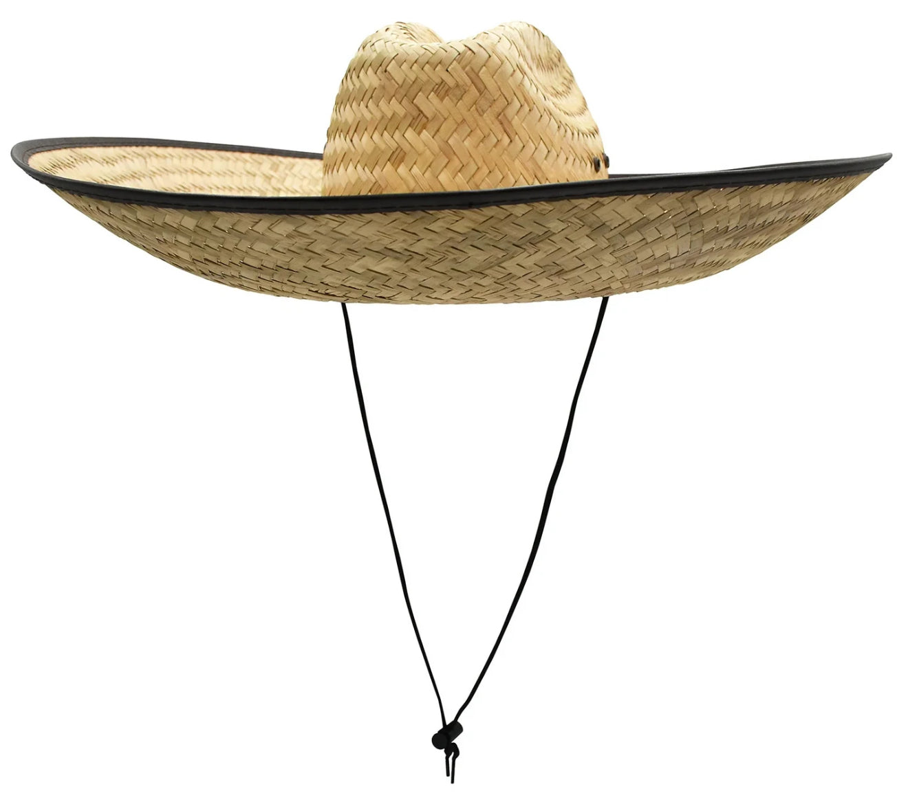 Straw Sombreo with Black Band & Adjustable Strap