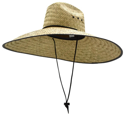 Straw Sombreo with Black Band & Adjustable Strap